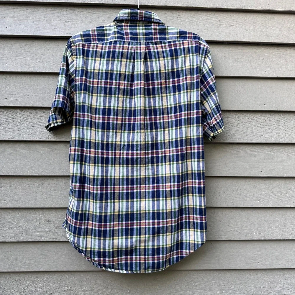 Ralph Lauren Mens Medium Plaid Button Down Short Sleeve Casual Shirt